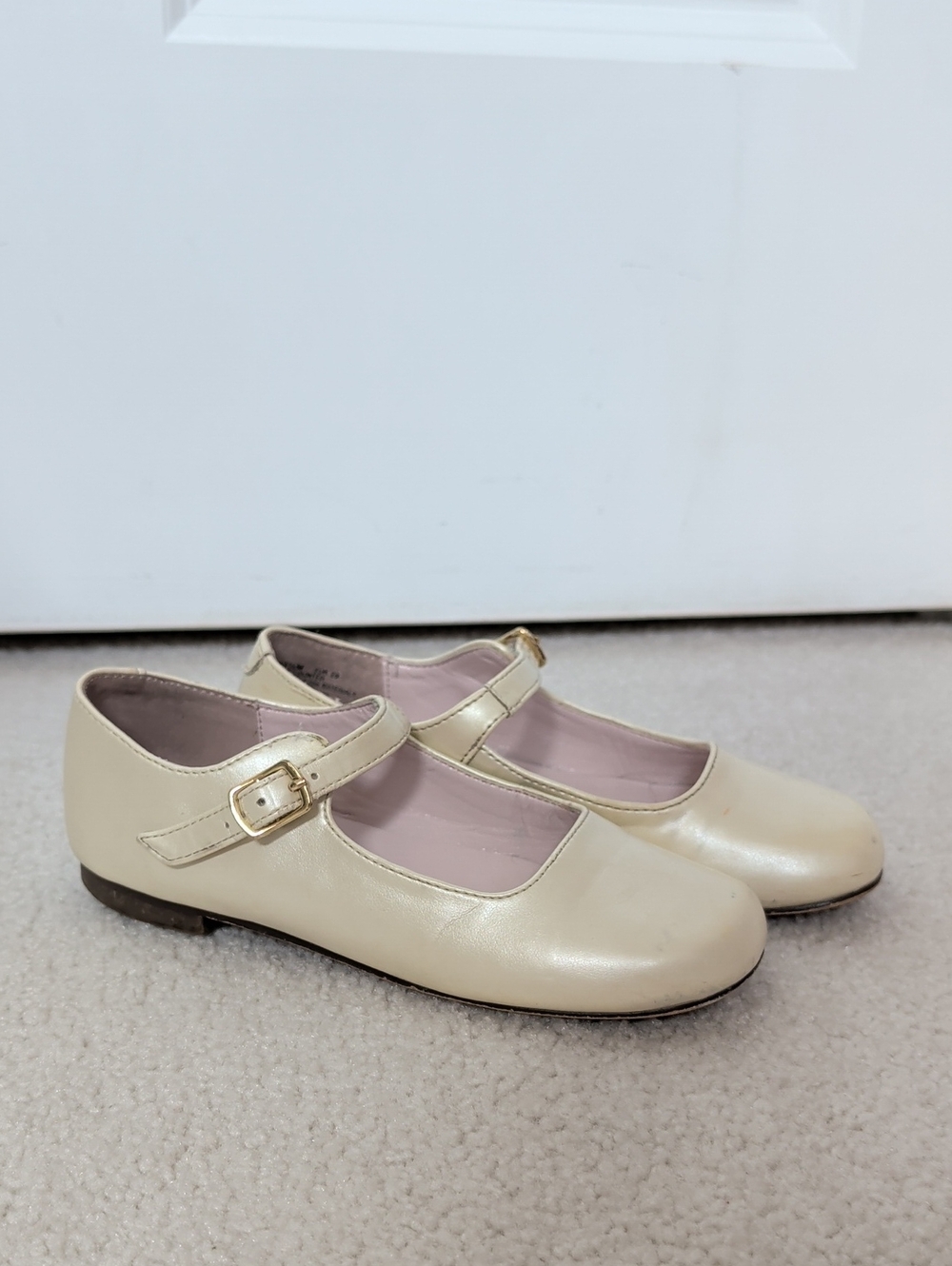 Nina Girls Cream Metallic Mary Jane Dress Shoes Sz 11.5